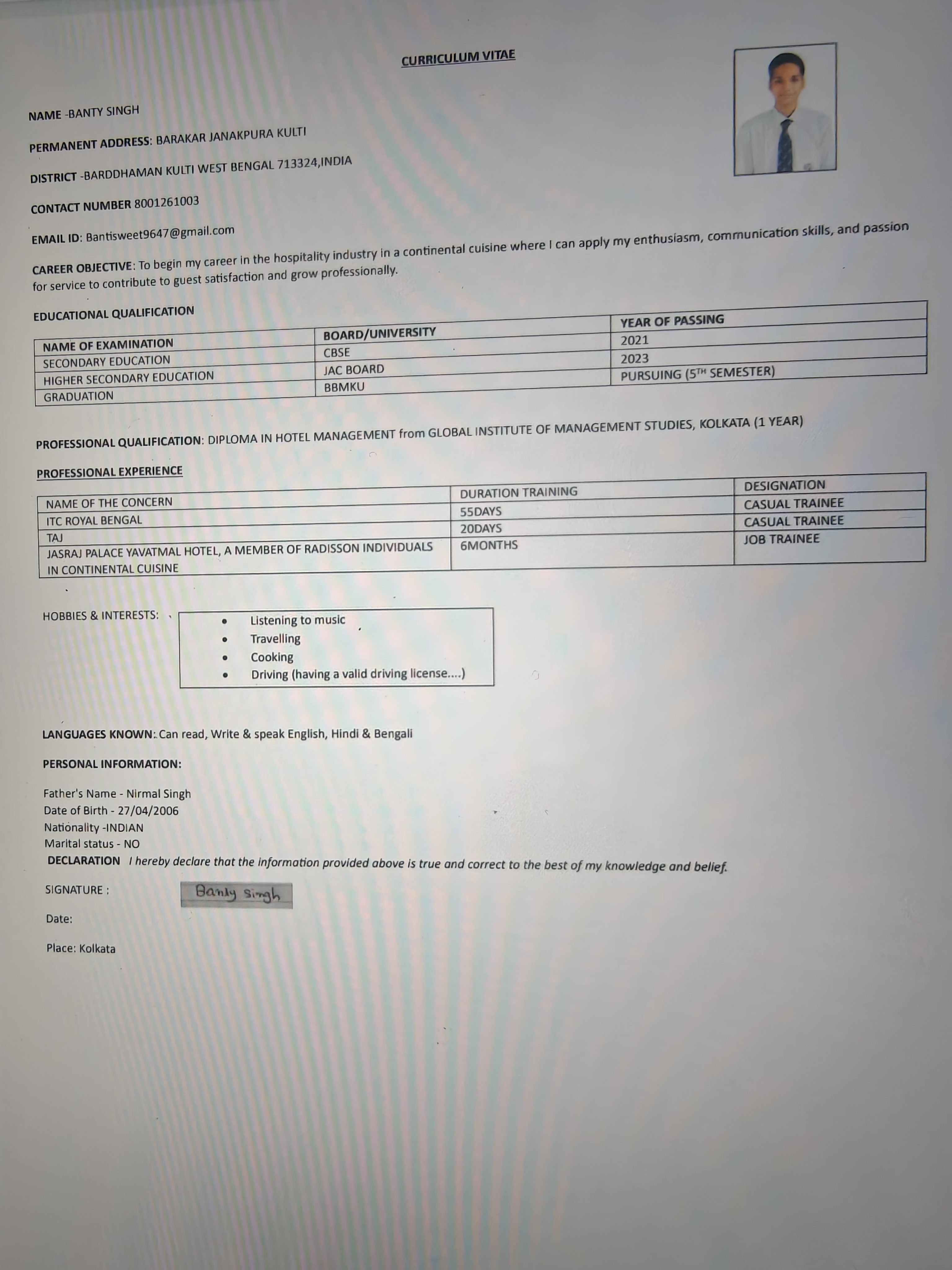User Profile